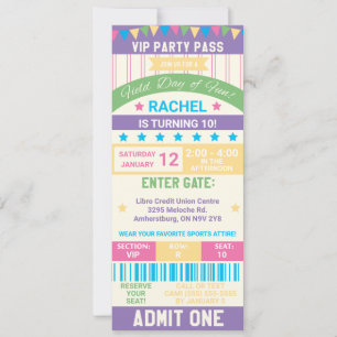 Invitación Día del Campo Pastel, cumpleaños del billete temát
