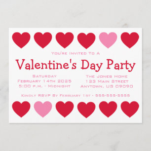 Invitación Día del Corazón de San Valentín (Rojo / Rosa)