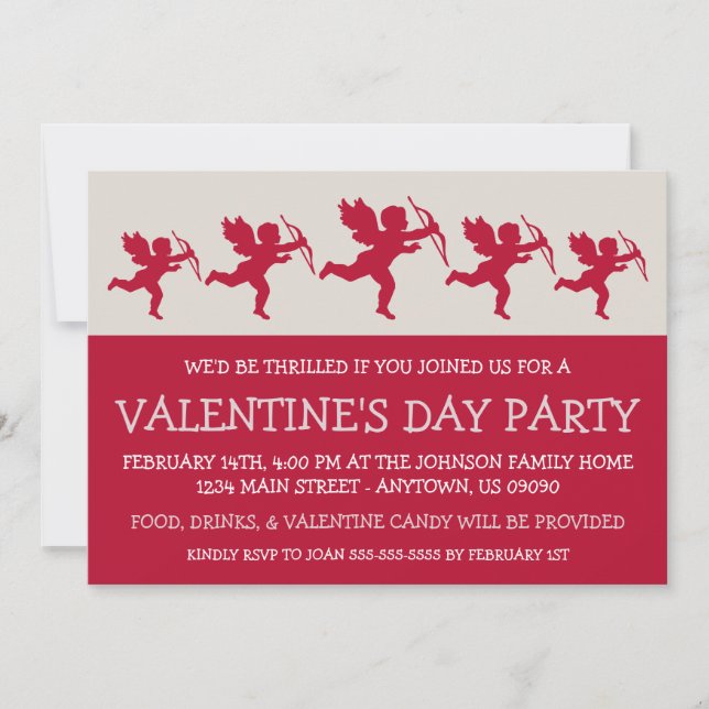 Invitación Día del cupido silueta (rojo oscuro) (Anverso)