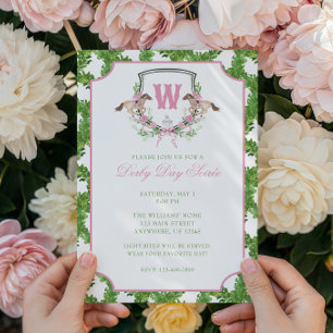 Invitación Día del Derby de Acuarela Fiesta del Monograma del