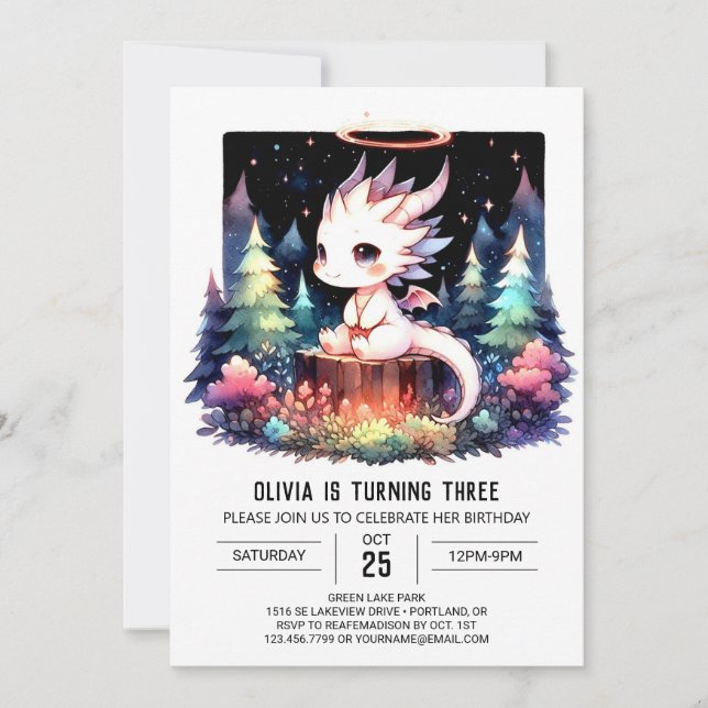 Invitación Día del Dragón Salvaje Pastel (Anverso)