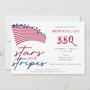 Invitación Día del Memorial del BBQ de la Bandera Americana d