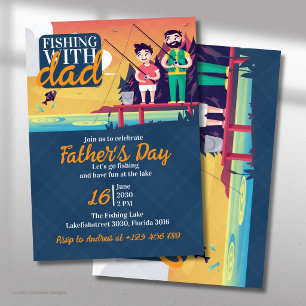 Invitación Día del Padre Pescando en el Lago