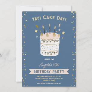 Invitación Día del Pastel de Oro Rosa Juvenil