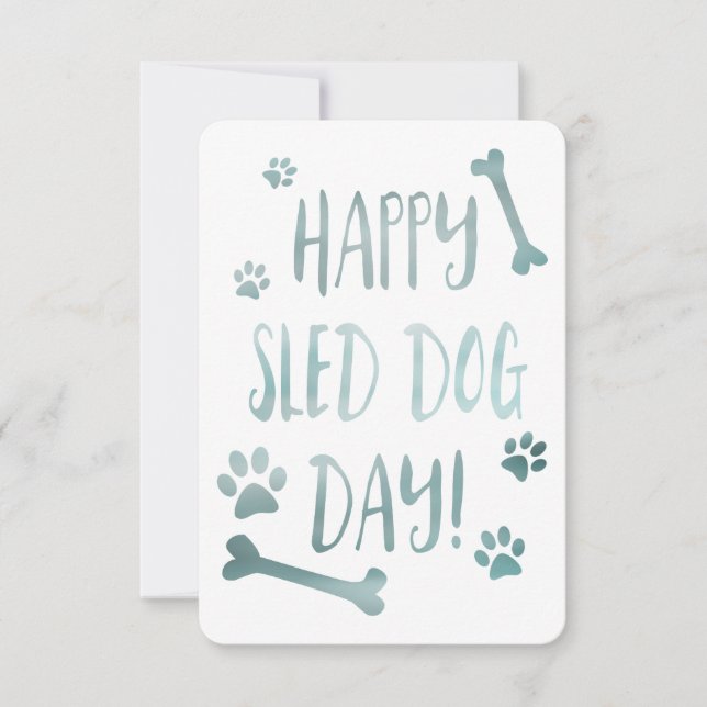 Invitación día del perro con trineo feliz (Anverso)