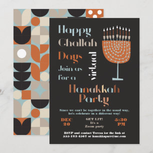 Invitación Día del Reto Feliz Virtual Hanukkah Fiesta