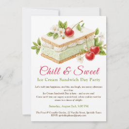 Invitación Día del Sándwich de Helado de Pistacho Acuarela
