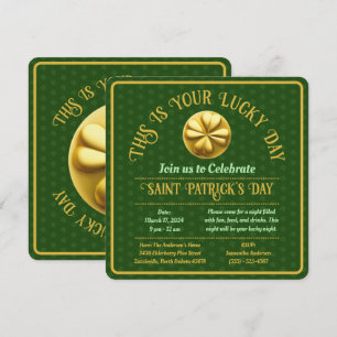 Invitación Día del Shamrock de oro personalizado en San Patri