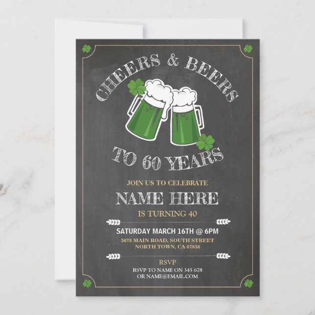 Invitación Día del St Patricks de la fiesta de cumpleaños de (Anverso)