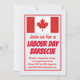 Invitación DÍA DEL TRABAJO BBQ BARBECUE Bandera de Canadá Per