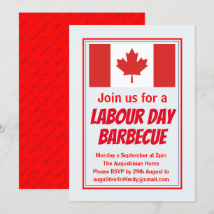 Invitación DÍA DEL TRABAJO BBQ BARBECUE Bandera de Canadá Per