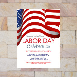 Invitación Día del Trabajo BBQ Fiesta bandera de los Estados 