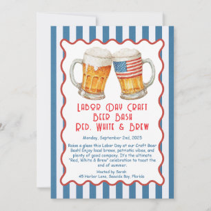 Invitación Día del Trabajo Craft Beer Bash – Rojo, Blanco, ce