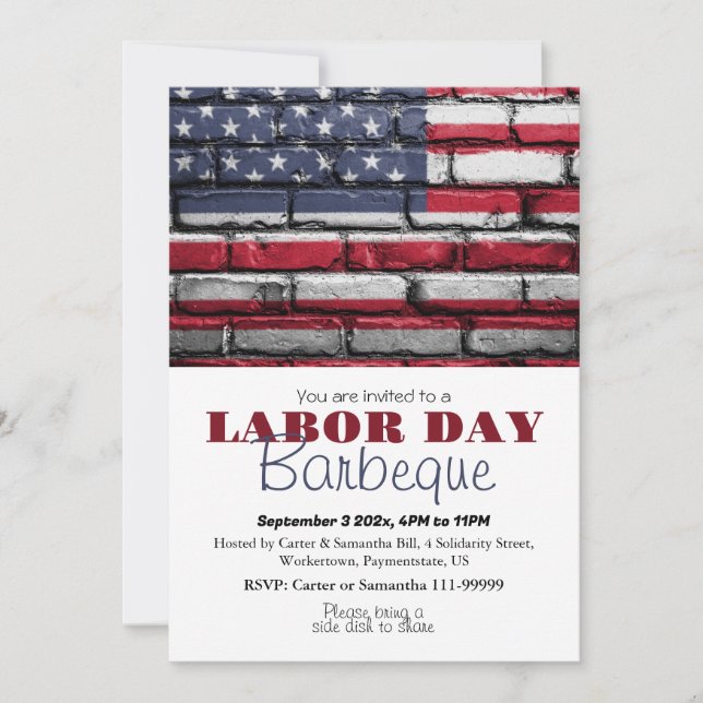 Invitación Día del Trabajo Fiesta de barbacoa Trabajador Band (Anverso)