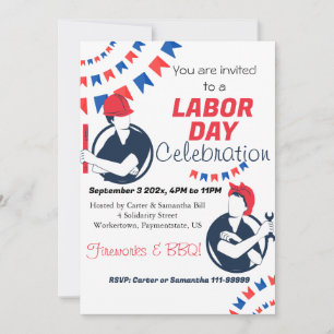Invitación Día del Trabajo Trabajador Fiesta de barbacoa Vera