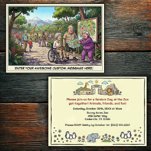 Invitación Día Divertido de los Mayores en la Reunión del Zoo