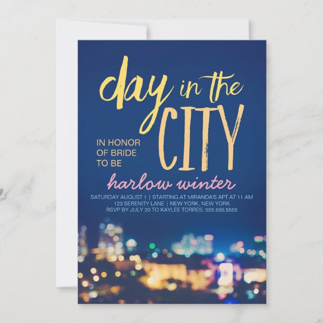 Invitación Día en la fiesta de la soltera de la ciudad (Anverso)