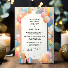 Invitación Día Estrellas Glam Bright Pastel Ombre Purpurina B