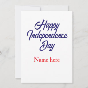 Invitación día feliz de la independencia nombre rojo azul ame