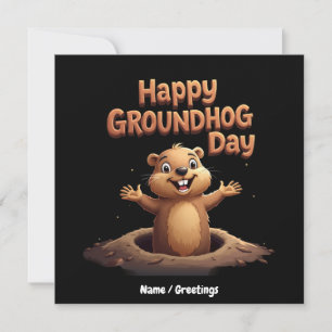 Invitación Día Feliz de la Marmota Celebra con Humor, Diversi