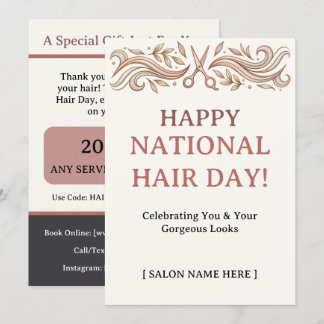Invitación Día Feliz del Cabello Código de Promoción de Salón