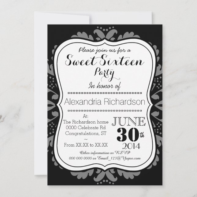 Invitación Día femenino del dulce lindo muerto dieciséis del (Anverso)