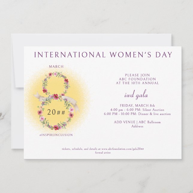 Invitación Día Internacional de la Mujer Recaudación de Fondo (Anverso)