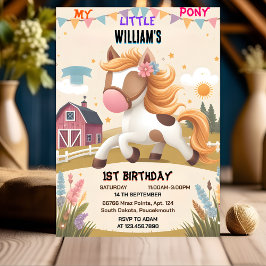 Invitación día lindo caballo mi pequeño pony primer cumpleaño