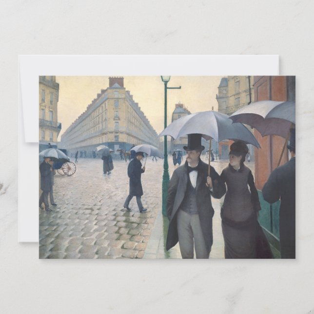Invitación Día lluvioso de la calle de Gustave Caillebotte el (Anverso)