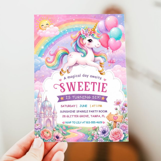 Invitación Día Mágico Cumpleaños Unicornio y Arcoíris (Subido por el creador)