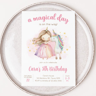 Invitación Día Mágico de Cumpleaños Fiesta de Unicornio