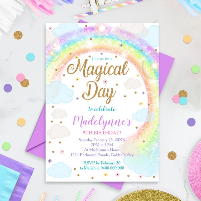 Invitación Día mágico de las nubes arcoiris invitan a la cele (Subido por el creador)