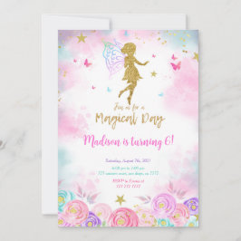 Invitación Día mágico, fiesta de cumpleaños de hadas