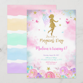 Invitación Día mágico, fiesta de cumpleaños de hadas