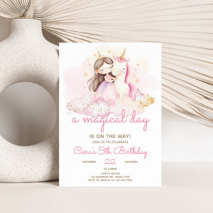 Invitación Día Mágico Fiesta de Cumpleaños de Unicornio 