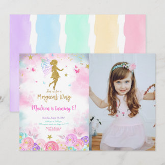 Invitación Día mágico, foto de fiesta de cumpleaños de hadas