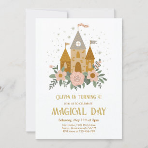 Invitación Día mágico lindo Castillo Princesa Cumpleaños