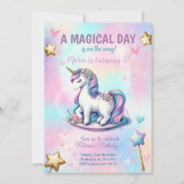 Invitación Día mágico Niños Chicas unicornios Fiesta de cumpl