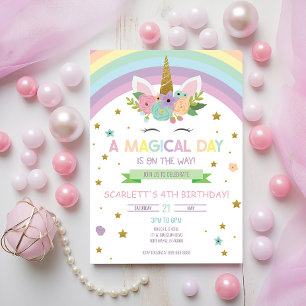 Invitación Día mágico Unicornio y arrecifes Cumpleaños