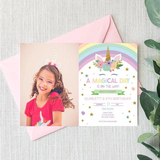 Invitación Día mágico Unicornio y fiesta de cumpleaños de las (Subido por el creador)
