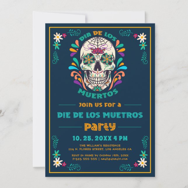 Invitación Día Mexicano De Los Muertos, Día De Los Muertos 2 (Anverso)