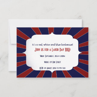 Invitación Día Patriótico del Trabajo Blanco Rojo y Azul