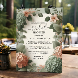 Invitación Día Rubor Peach Mint Moss Sage Green Bridal Shower