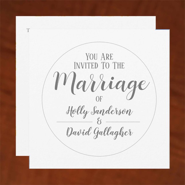 Invitación Día simple de la boda gris y blanca plateado (Subido por el creador)