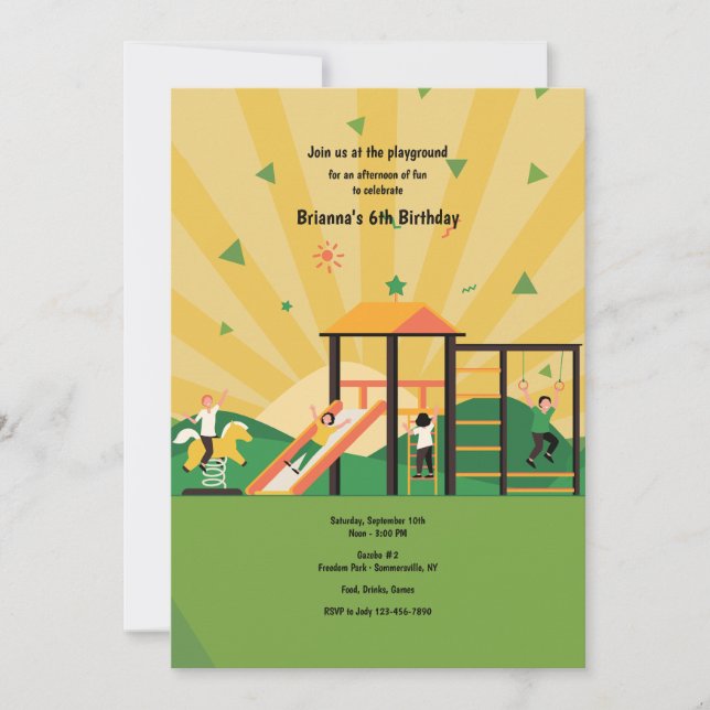 Invitación Día soleado en el parque infantil (Anverso)