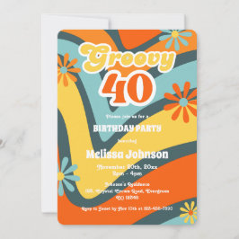 Invitación Día Verde de la Ola Retro Daisies Groovy 40