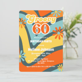 Invitación Día Verde de la Ola Retro Daisies Groovy 60