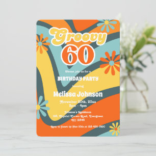 Invitación Día Verde de la Ola Retro Daisies Groovy 60