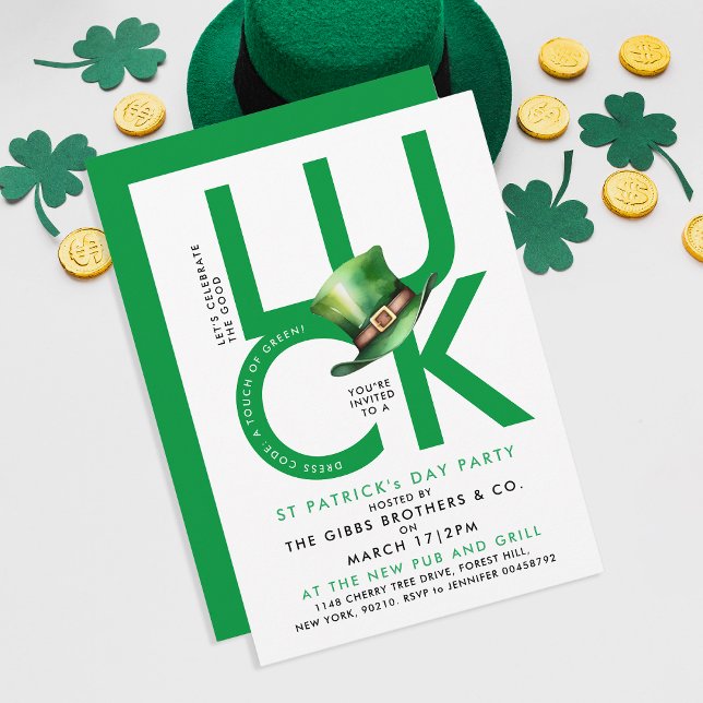 Invitación Día Verde Moderno San Patricio Buena Suerte Fiesta (Subido por el creador)
