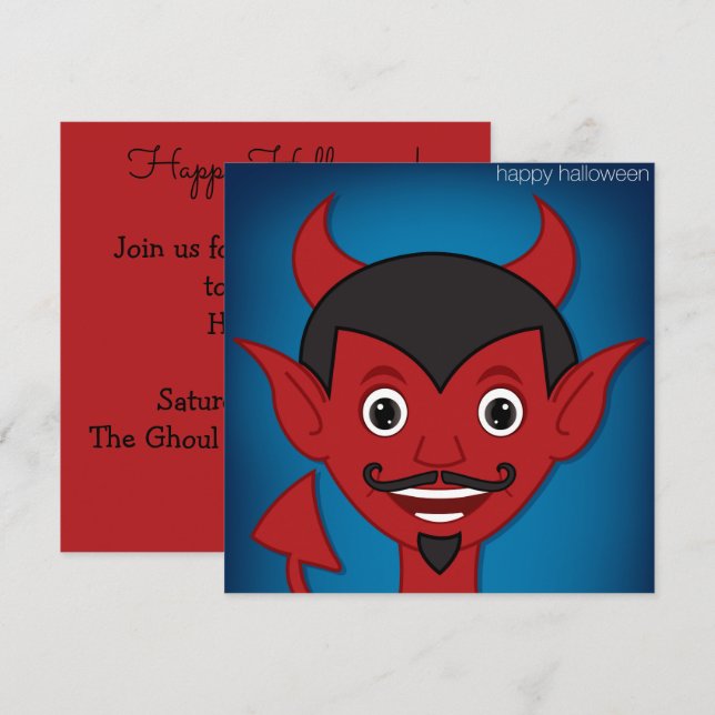 Invitación Diablo de Halloween (Anverso / Reverso)